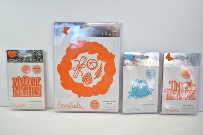 TONIC STUDIOS METAL CUTTING DIES TINY TREASURES,CHRISTMAS PUD,WREATH,BOOGIE NIGH