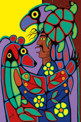 Jim OSKINEEGISH '' Medicine Man '' Canvas Native Art Indigenous Ojibwe Bear Gift