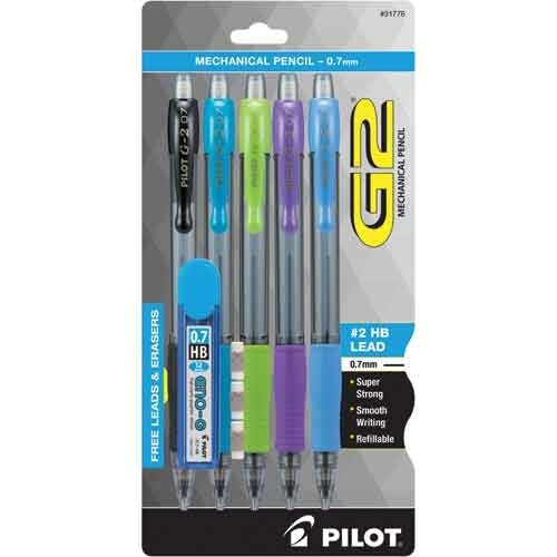 Clear Hb #2 Lead 0.7mm Asst 5/pk Office School Home