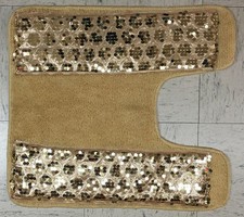 Popular Bath Sinatra Bath Contour Rug with Sequins, Champagne and Gold