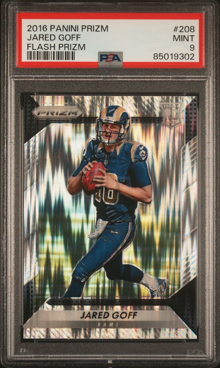 2016 Flash Prizm Jared Goff RC Rookie Rams Lions LOW POP #208 PSA 9