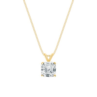 IGI F/VVS 4 kt Asscher LabCreated gewachsener Diamant Anhänger Halskette 14 K Gelbgold