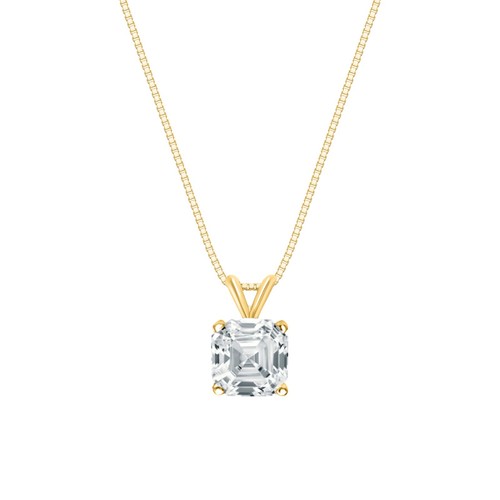 IGI F/VS 4 Ct Asscher Lab Created Grown Diamond Pendant Necklace 14K Yellow Gold - 第 1/3 張圖片
