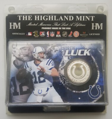 The HighLand Mint Andrew Luck Silver Plated Medallion. Unopened. 