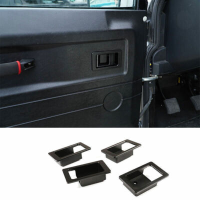 For Defender 4DR 2004-2017 2018 Black Aluminum Inner Door Bowl Cover Trim 4PCS