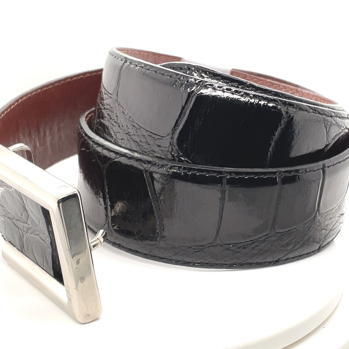 Calvin Klein Shiny Black Leather Womens Buckle Belt Small  display picture 2