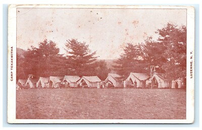 Tents Camp Tekakwitha Luzerne NY Adirondacks New York Postcard F14
