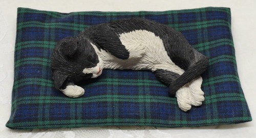 Figurine Sandicast Kitty Cat "Lil Snoozers" Chopstick 1992 Miniature w/ Pillow - 第 7/11 張圖片