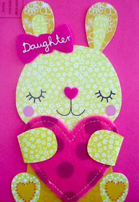Papyrus Bunny Rabbit with Felt Heart Daughter Easter Greeting Card