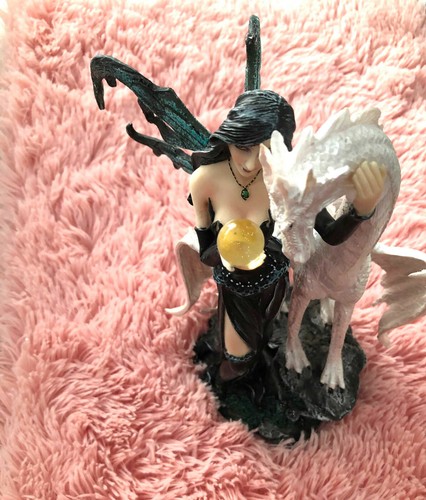 Mystical Abracadabra Magic Medieval Fairy Dragon W / Globe Figurine Resin NIB - Picture 10 of 12