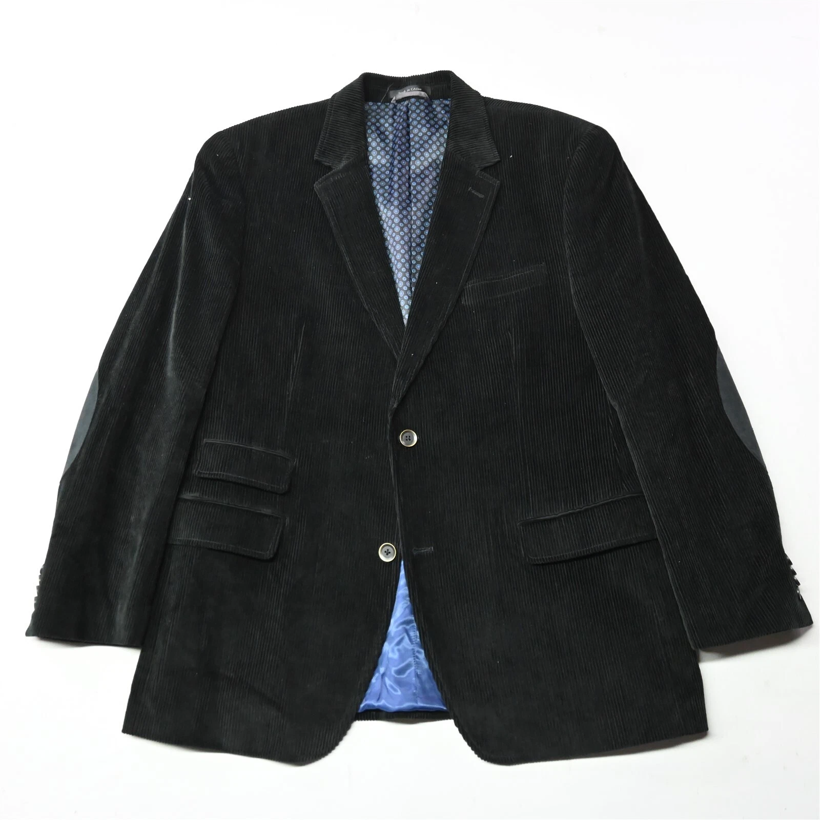 Giacca blazer uomo Michael Kors 42R nero balena larga velluto a coste cappotto sportivo