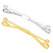 Elandy 2Pcs Mens Tie Clips Shirt Collar Clip Necktie Bar Pinch Clip with Gold 