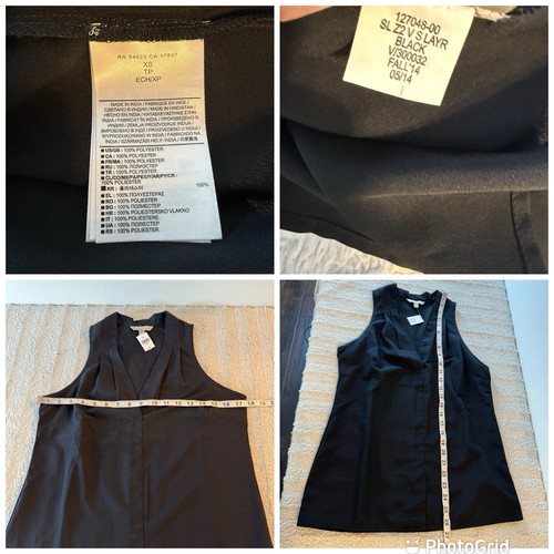 Canotta Banana Republic nera senza maniche scollo a V minimalista donna XS - Foto 6 di 6