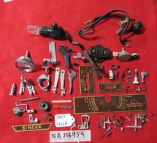 VINTAGE SINGER BRASS NAMEPLATES  SCREWS & MISC PARTS  FROM A 401A SEWING MACHINE