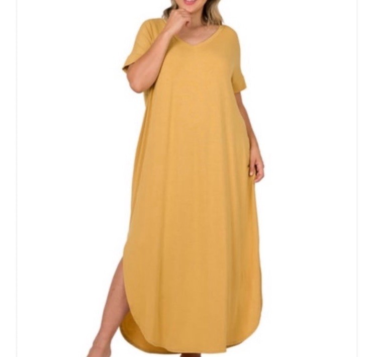 ZENANA 3X Premium Short Sleeve Maxi Dress