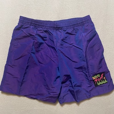 Vintage 90s Surf Style Shorts Men's Iridescent Purple Swim Neon