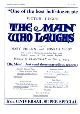 Kine Weekly Advert Man Who Laughs 1928 Mary Philbin Conrad Veidt (2 pages)
