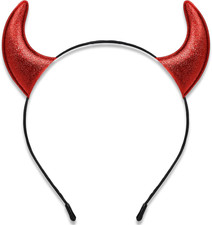 Glitter Devil Horns Headband, Red Devil Horns Devil Costume for Women Men Girls,