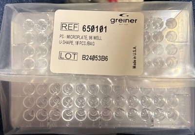 Greiner Bio-One 650101 Clear 96-Well Polystyrene U-Bottom Microplate (80each)