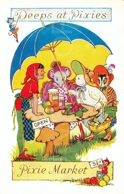 Pixie Market Fantasy Kunst 20er Jahre Vintage Postkarte England Künstlerisch