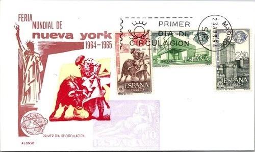 SPAIN 1964 NEW YORK WORLD'S FAIR & BULLFIGHTING SET  ALONSO CACHET FDC GOYA NUDE