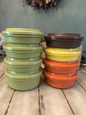 8 Vintage Tupperware Harvest Seal N Serve Bowls  1252 (1) 1253 (1) 1206 (6)