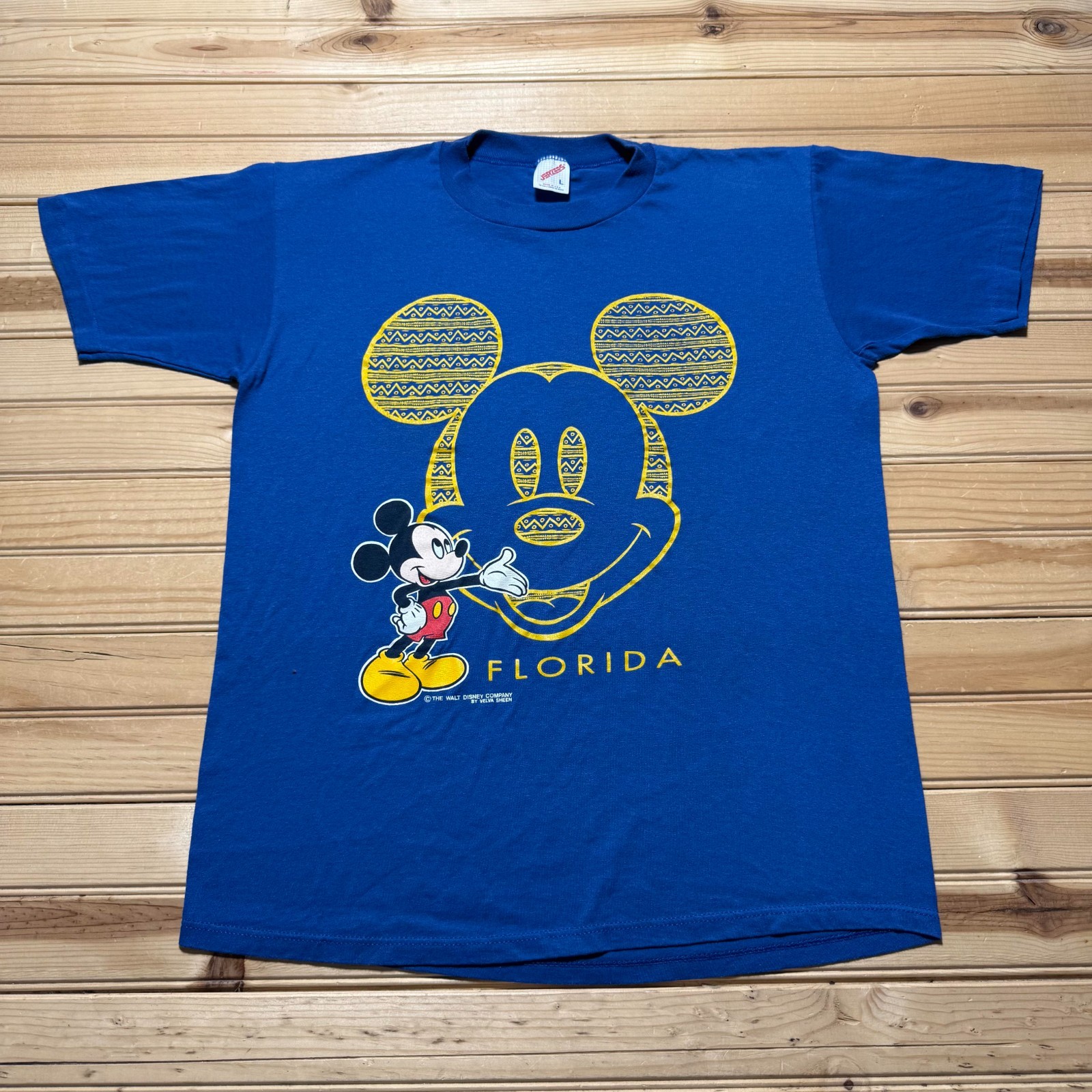Vintage 90s Disney Mickey Mouse Florida Graphic T-Shirt USA Made - Size Large