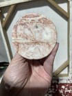 Carved Blush Pink Stone Taper Candle Hilder Marbled Decor 6 inches — photo 4