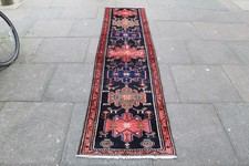 Vintage Hand Made Traditional Oriental Wool Blue Red Long Narrow Runner 280x65cm