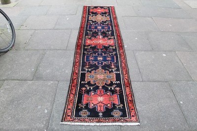 Vintage Handgefertigt Traditionell Orientalisch Wolle Blau Rot Lang Schmal Läufer 280x65cm