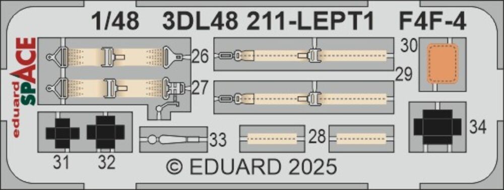 Eduard Accessories 3DL48211 - 1:48 F4F-4 Space Academy - New