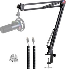 Microphone Boom Arm with Cable Management  Adjustable Scissor Mic Stand