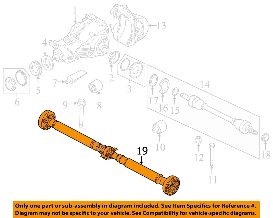2014-2016 BMW 535d Diesel Rear Drive Shaft 26107631365 OEM Used Foto 3 de 4