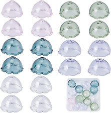 1 Box 20PCS 5 Colors 21MM Flower Beads Bulk Glass Flower Bead Caps Cone Jellyfis
