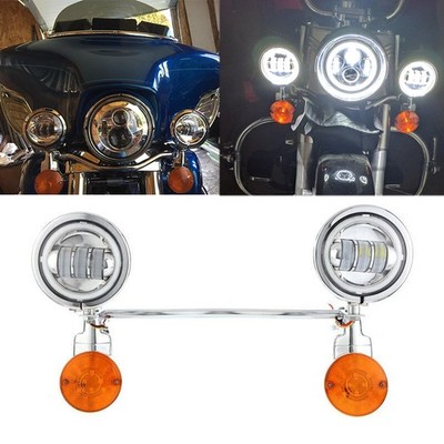 LED Spot Fog Passing Light Bar Turn Signals For Harley Softail Heritage Classic