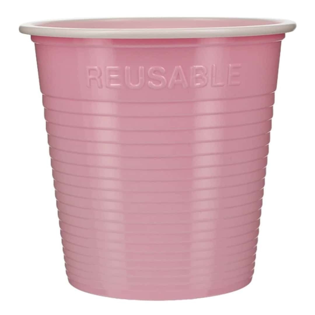 Reusable Bicolor Plastic Glasses Pink 230 CC 30 Pcs DOPLA For Parties
