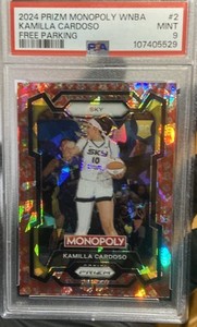 2024 PRIZM MONOPOLY WNBA #2 RC KAMILLA CARDOSO FREE PARKING ICE PRIZM PSA 9 SKY
