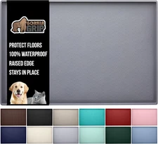 GORILLA GRIP 100% Waterproof Raised Edge BPA Free Silicone Pet Feeding Mat, Dog