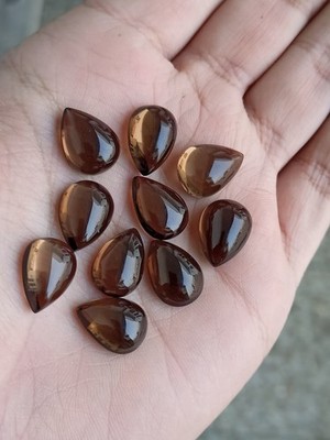 8x12mm Smoky Quartz Natural Pear Cabochon Loose Gemstone