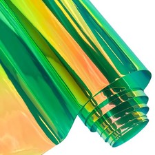 16 Gauge Holographic Iridescent Plastic Vinyl 16x54 Inch Transparent Green