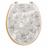 5Five Simply Smart Wc-Sitz Black Flora, Toilettensitz, Hdf, Zink, Schwarz, Weiß