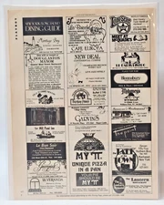1982 Print Ad New York/Long Island Dining Guide Magazine Page Ephemera
