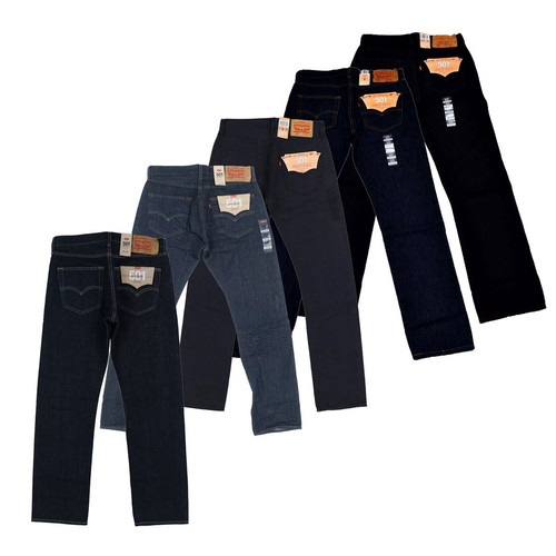 Levis 501 Jeans Button Fly Men's Denim Casual Bottoms Pants Patch Logo Pockets - Picture 1 of 8
