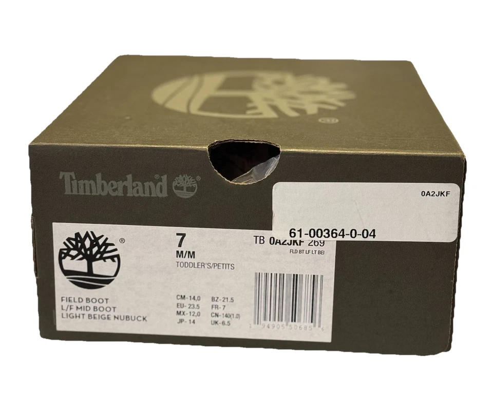 Bota de campo Timberland para niños pequeños 7M beige claro y nobuck totalmente nueva en caja  Foto 3 de 4