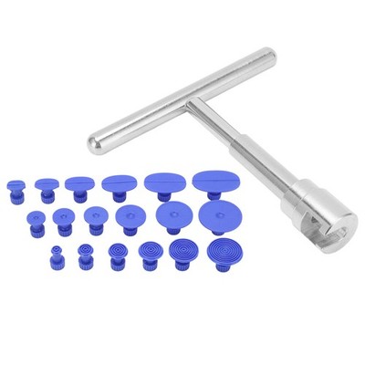Paintless Dent Removal Puller T Bar With 18pcs Pulling Tabs Kit Auto Body Damage