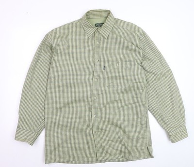Champion Herren grün kariertes Flanellhemd mit Knopfleiste M Regular Fit