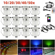 Ø30m RGB LED Decking Lights IP67 12V Recessed Kitchen Plinth Garden Patio Light