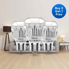 4 pcs Energy Saving LED Light Bulbs 15W=130W 2000lm 5000K Clear White E26 SANSI