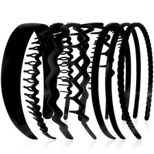 7 Pack Black Headbands for Women Mens Headbands with Teeth Non Slip Hairbands...