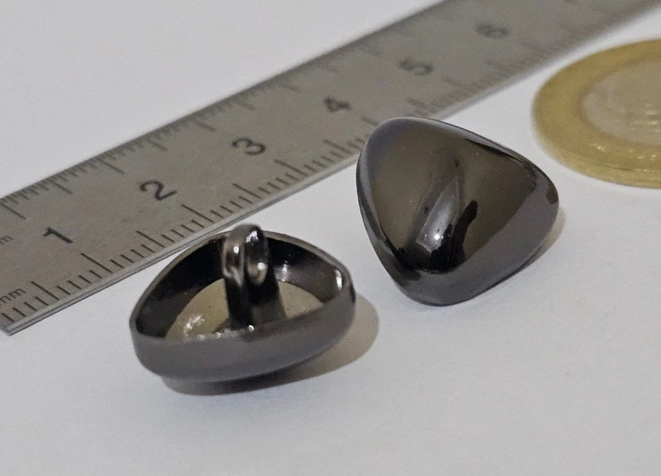 Metalic Black Buttons 15 mm Special design. Footed Metal Black Button. 10 Pieces - Image 2 of 4
